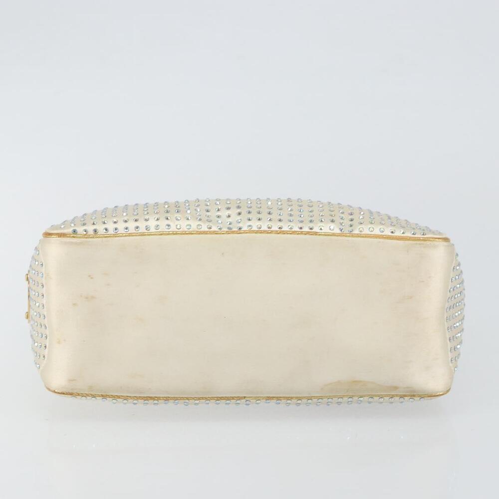 CELINE Hand Bag Satin Beige Gold Auth gh992 - Picture 5 of 16